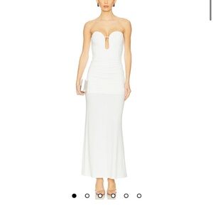 Bardot Strapless White Gown
